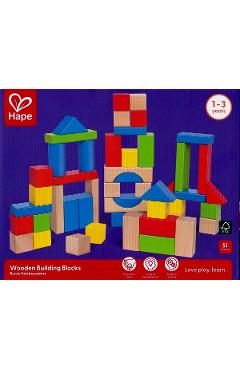 Imaginea produsului 'Cuburi din lemn de construit colorate (50 piese)'