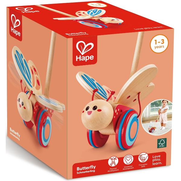 Jucarie din lemn de impins: Fluture