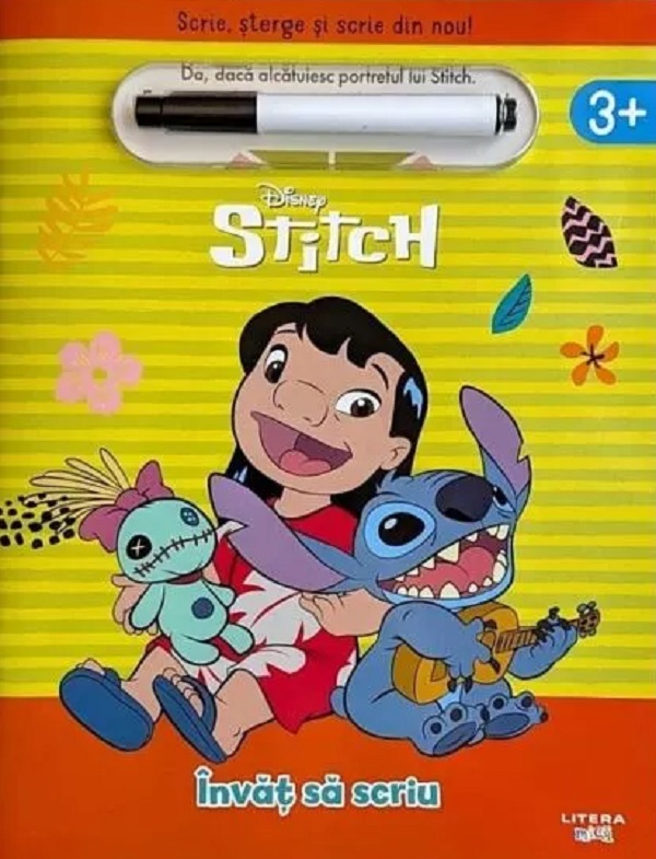Coperta cărții 'Disney: Stitch. Învăț să scriu. Scrie, șterge și scrie din nou!'