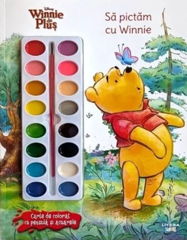 Coperta cărții 'Disney Winnie de Pluș: Să pictăm cu Winnie. Carte de colorat cu pensulă și acuarele'