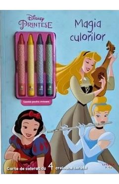 Disney Printese. Magia culorilor. Carte de colorat cu 4 creioane cerate