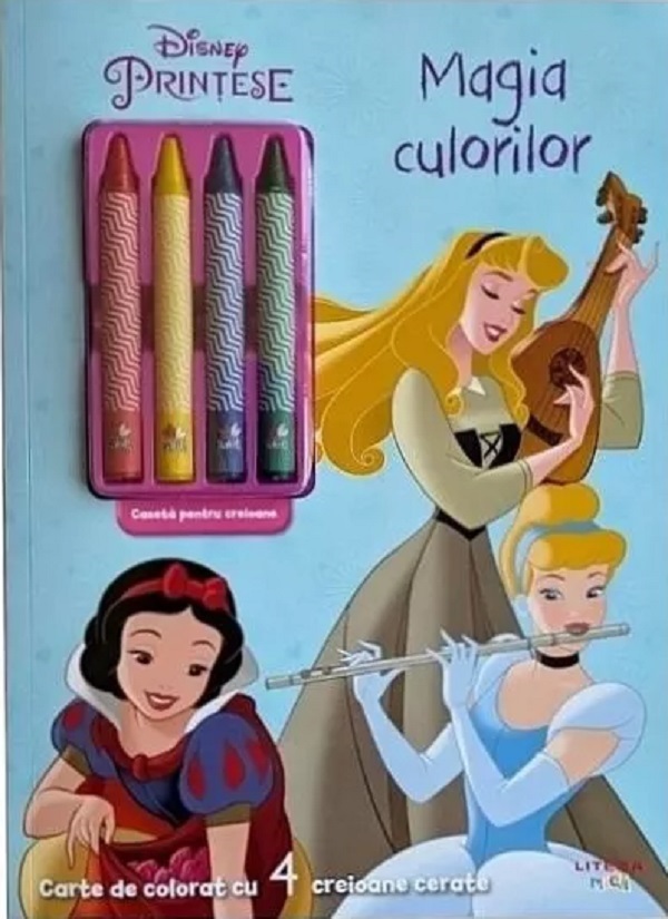Coperta cărții 'Disney Prințese. Magia culorilor. Carte de colorat cu 4 creioane cerate'