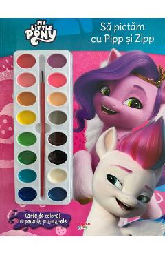Coperta cărții 'My Little Pony: Să pictăm cu Pipp și Zipp. Carte de colorat cu pensulă și acuarele'