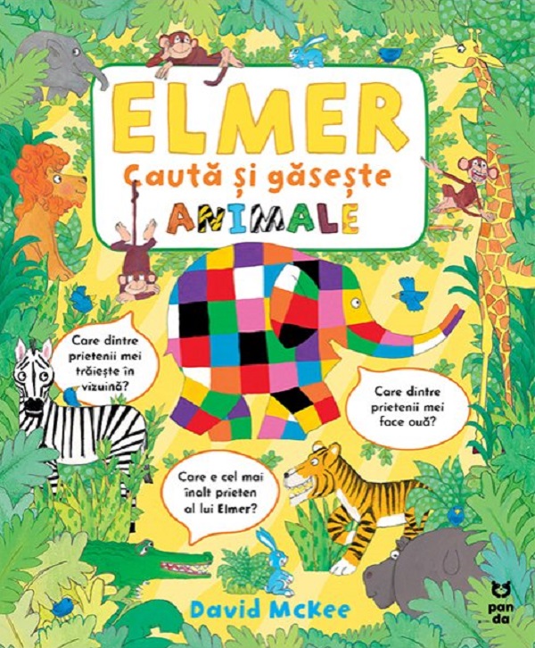 Coperta cărții 'Elmer caută și găsește animale - David McKee'
