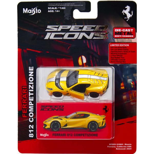 Masinuta metalica Speed Icons: Ferrari 812 Competizione galben