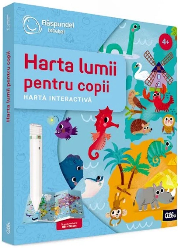 Coperta cărții 'Carte interactivă: Răspundel Istețel. Harta lumii pentru copii'
