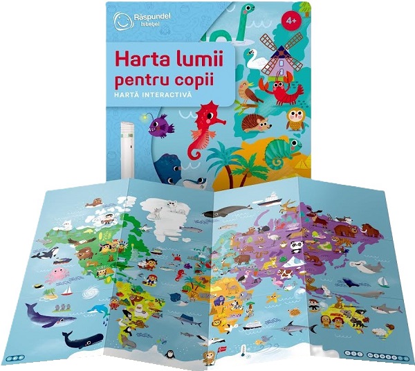 Coperta cărții 'Carte interactivă: Răspundel Istețel. Harta lumii pentru copii'