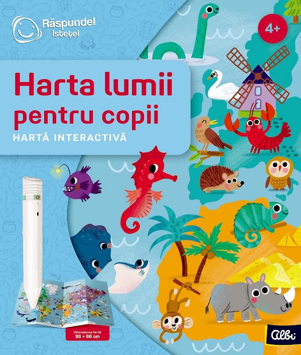 Coperta cărții 'Carte interactivă: Răspundel Istețel. Harta lumii pentru copii'
