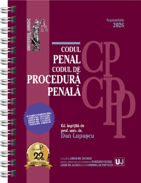 Coperta cărții 'Codul penal și Codul de procedură penală. Septembrie 2026 Ed. Spiralată - Dan Lupașcu'