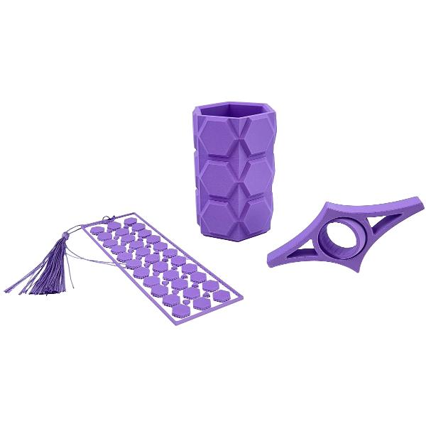 Set cadou: Suport creioane, semn de carte si book page holder. Mov