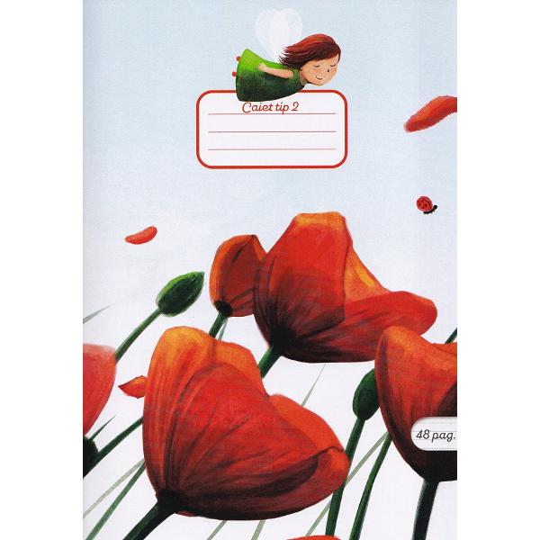 Caiet dictando A5 Tip 2 24 file: Poppies