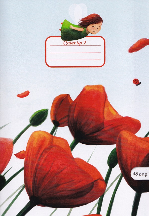 Caiet dictando A5 Tip 2 24 file: Poppies