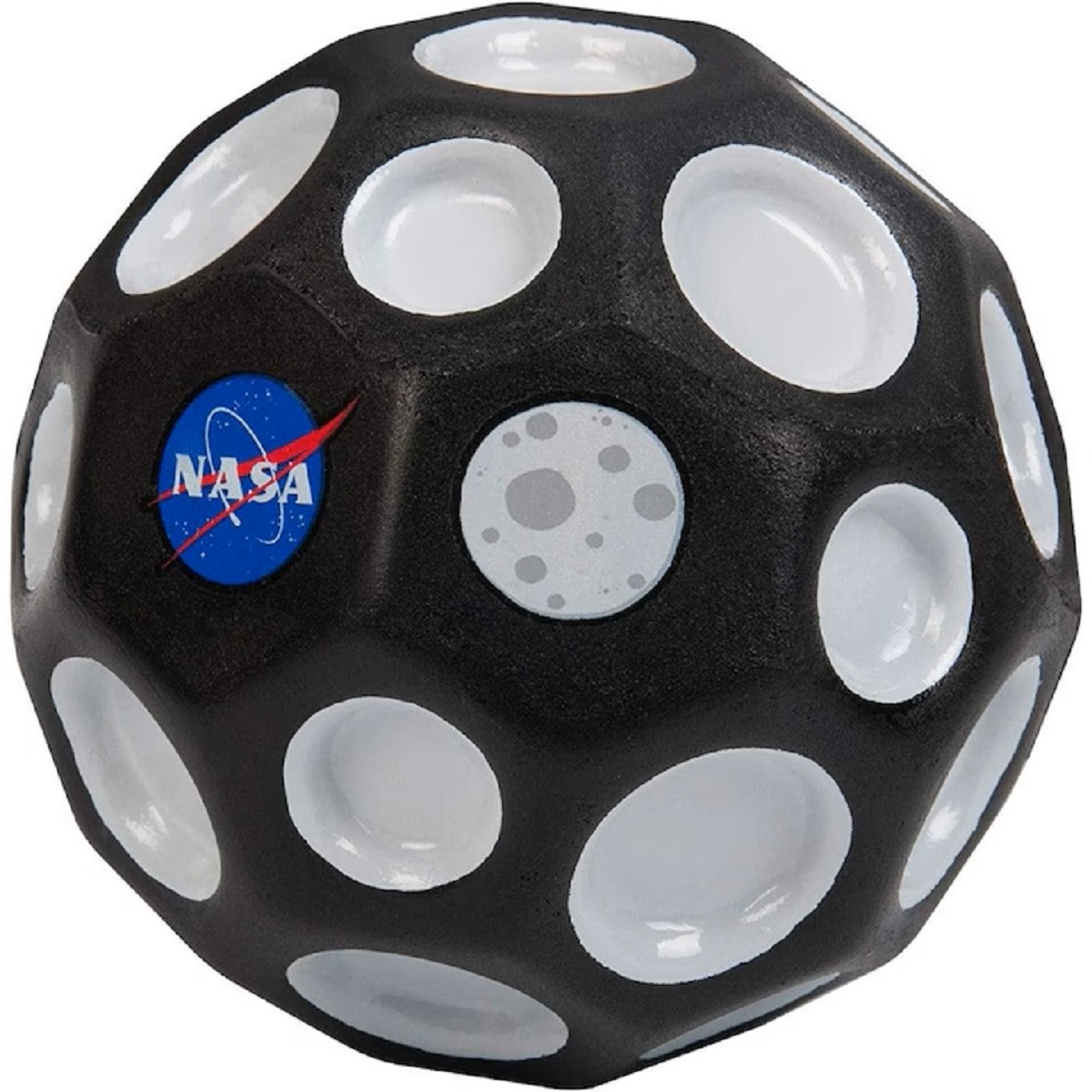 Imaginea produsului 'Minge neagră hiperelastică cu sigla NASA'