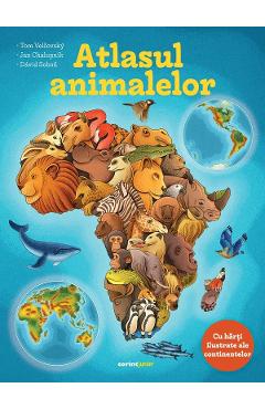Coperta cărții 'Atlasul animalelor - Tom Velcovsky, Jan Chalupnik'