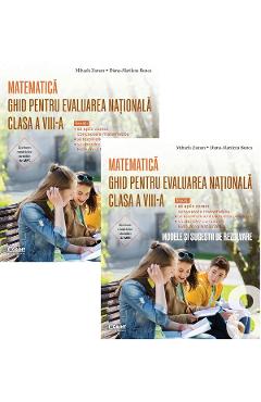 Coperta cărții 'Pachet 2 cărți: Ghid Evaluare Națională + Ghid Evaluare Națională. Modele și sugestii de rezolvare - Matematică - Clasa'