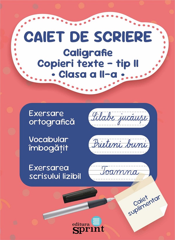 Coperta cărții 'Caiet de scriere. Caligrafie copieri texte Tip 2 - Clasa 2'