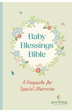 Coperta cărții 'NLT Baby Blessings Bible, Keepsake Edition, Baby Green Cloth-Bound, Memory Pages, Slipcase, NLT New Living Translation,'