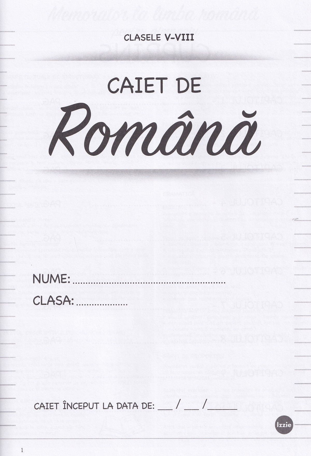 Imaginea produsului 'Caiet de limba română cu memorator A4 40 file. Clasele 5-8'