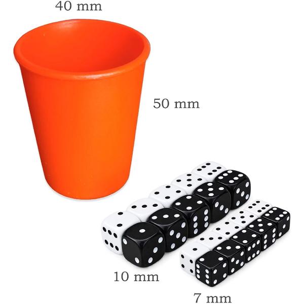Set: Cupa si 20 de zaruri de 10 mm si 7 mm