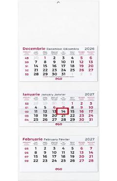 Imaginea produsului 'Calendar perete 2027: Triptic pliat. 3 luni'