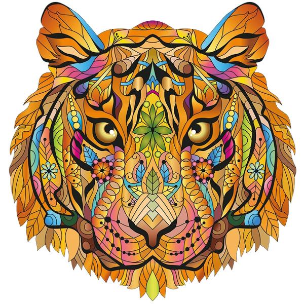 Puzzle din lemn multicolor 138 piese. Tigru