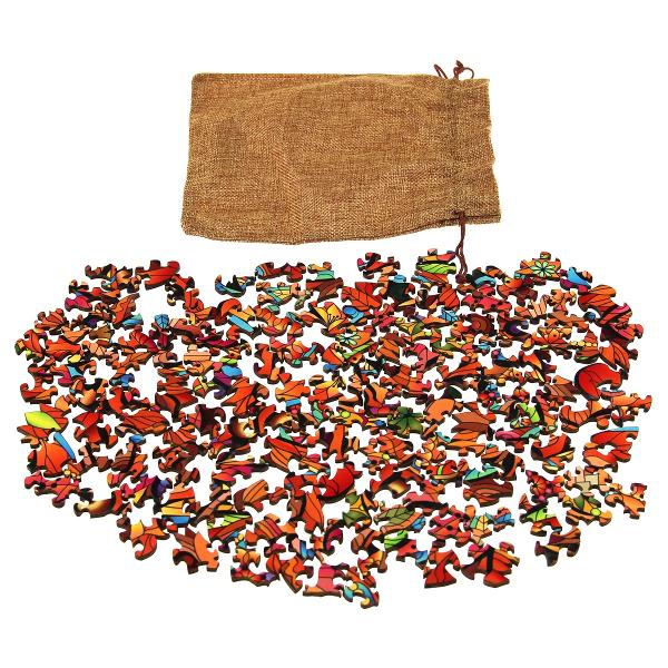 Puzzle din lemn multicolor 138 piese. Tigru