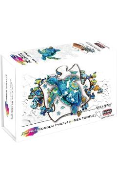 Imaginea produsului 'Puzzle din lemn multicolor 125 piese. Broască țestoasă'