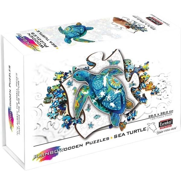 Puzzle din lemn multicolor 125 piese. Broasca testoasa