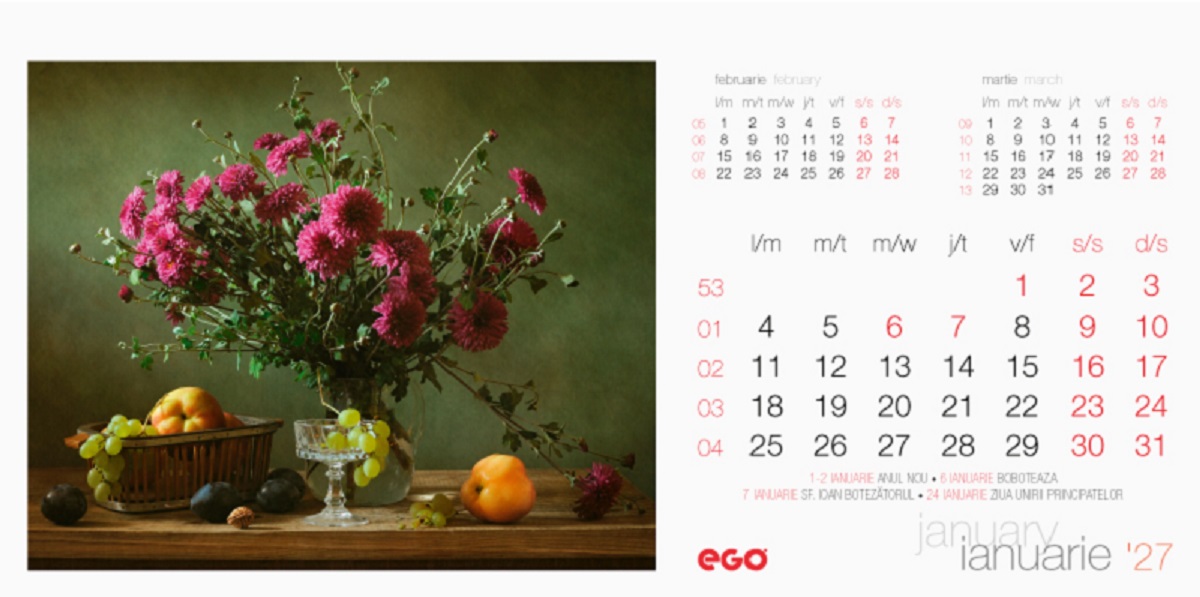 Imaginea produsului 'Calendar birou 2027: Naturi statice'