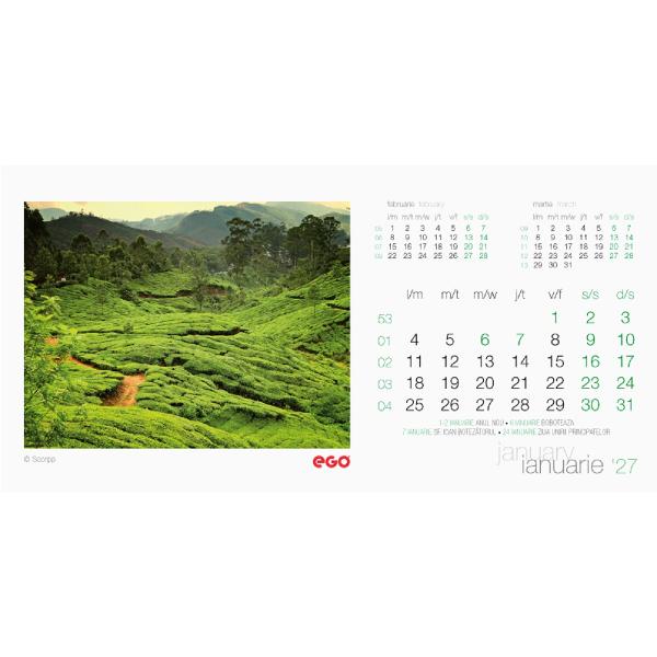 Calendar birou 2027: Green