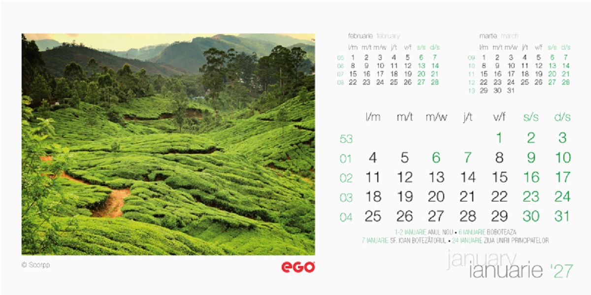 Imaginea produsului 'Calendar birou 2027: Green'