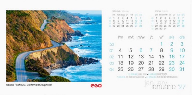 Imaginea produsului 'Calendar birou 2027: Țărmuri'