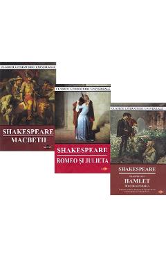 Coperta cărții 'Pachet 3 cărți: Macbeth + Romeo și Julieta + Tragedia lui Hamlet - William Shakespeare'