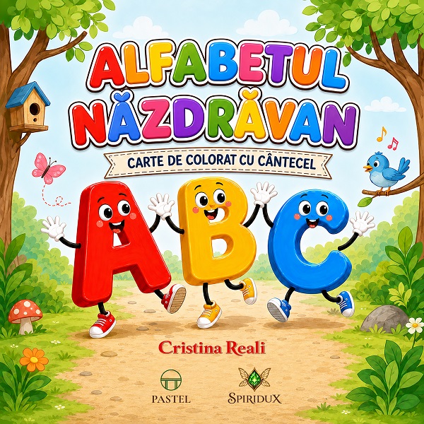 Alfabetul năzdrăvan. Carte de colorat cu cântecel de Cristina Reali - Coperta cărții