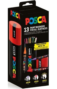 Imaginea produsului 'Set 13 markere Posca în cutie metalică'