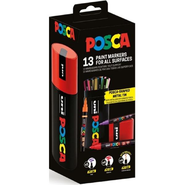 Set 13 markere Posca in cutie metalica