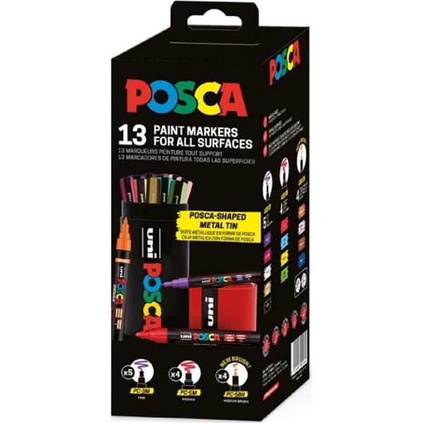 Set 13 markere Posca in cutie metalica