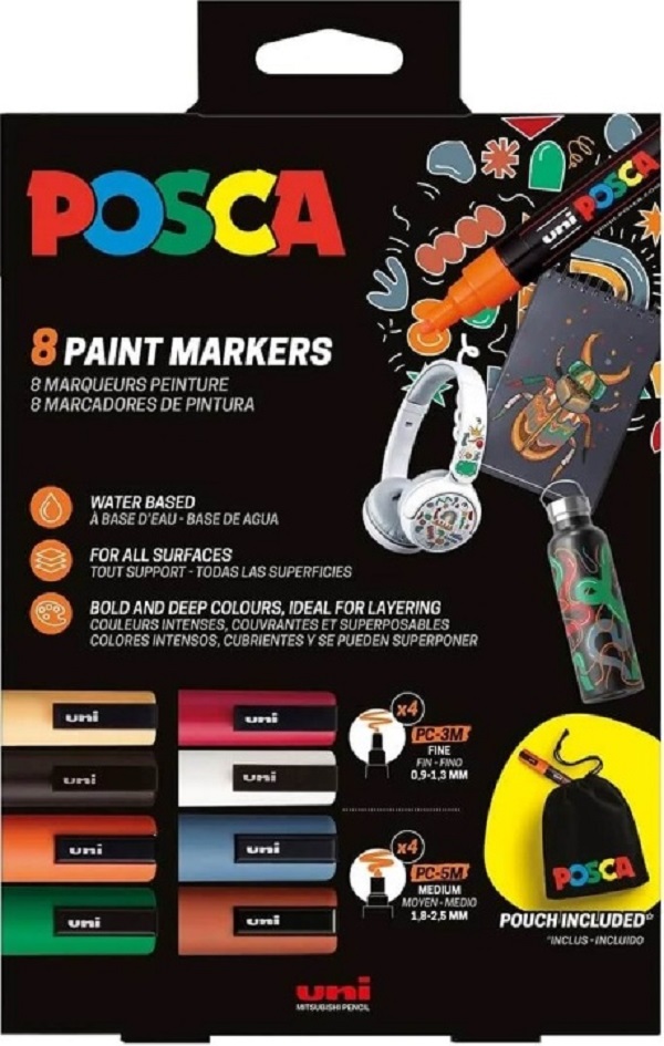 Imaginea produsului 'Set 8 markere Uni Posca PC-3M, PC-5M'