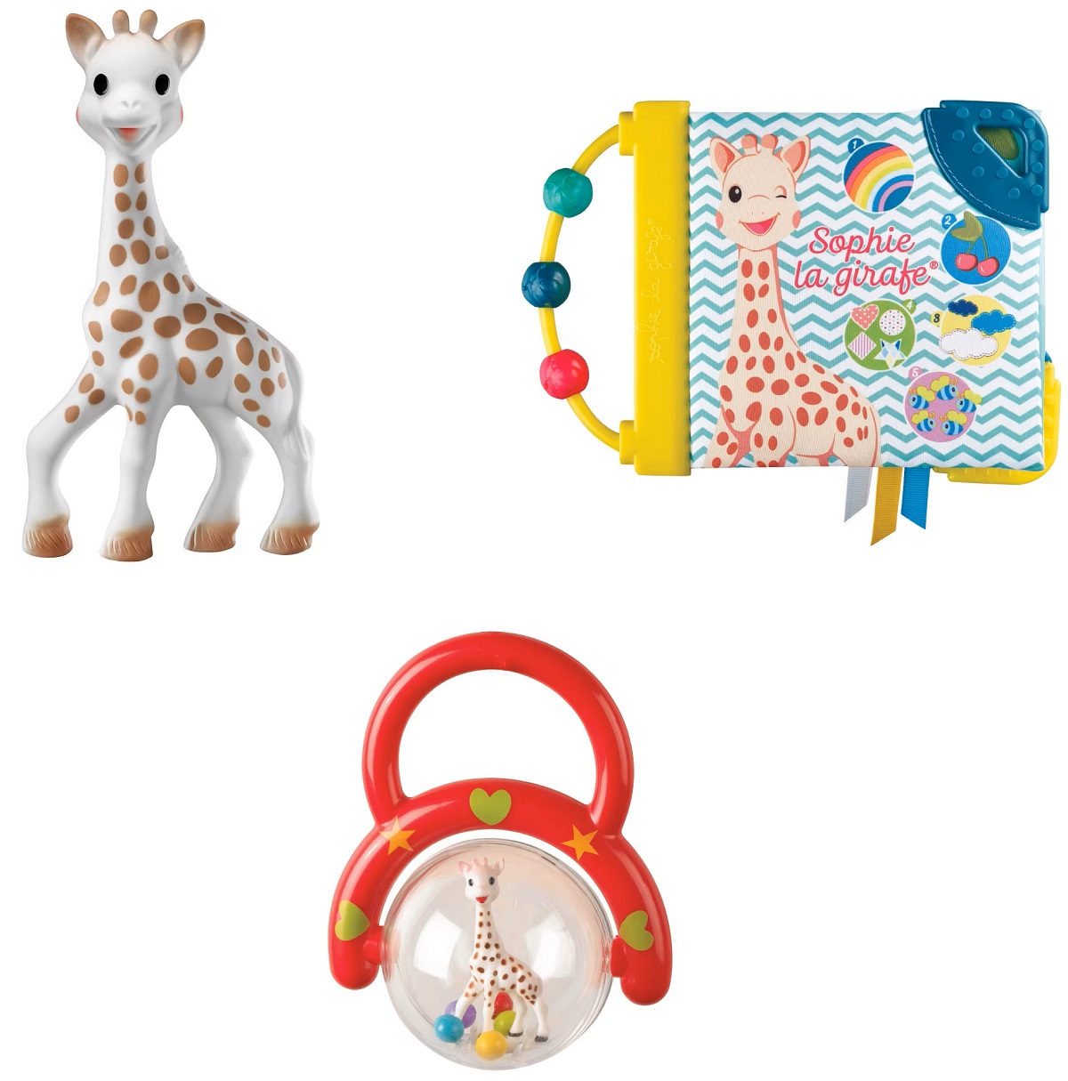 Imaginea produsului 'Set Girafa Sophie, zornăitoare și cărticică cu activități'