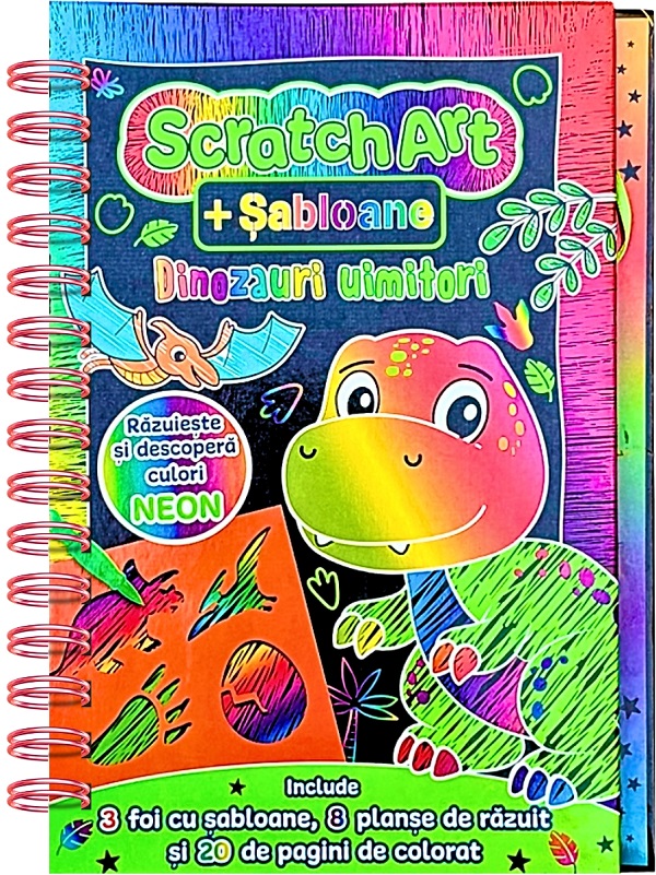 Scratch Art. Dinozauri uimitori + sabloane