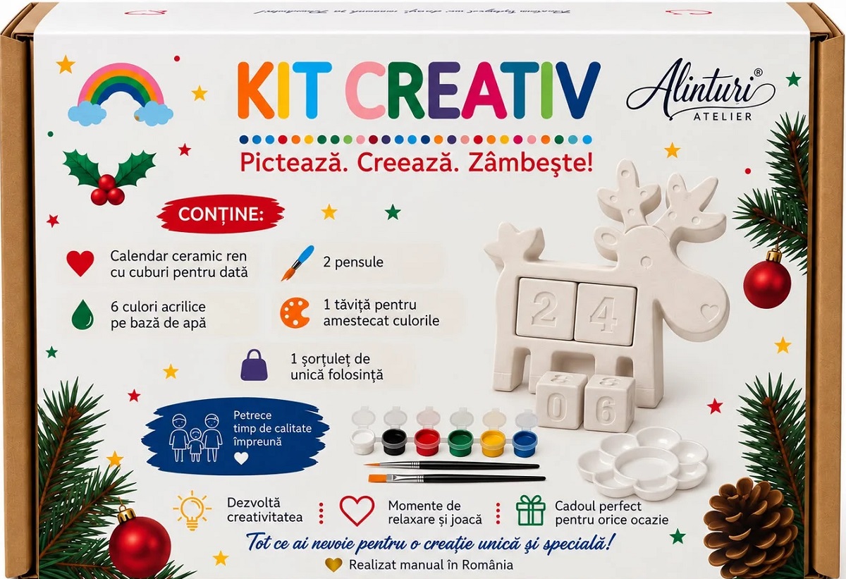 Imaginea produsului 'Kit creativ: Calendar ren. Ceramică pentru pictat'