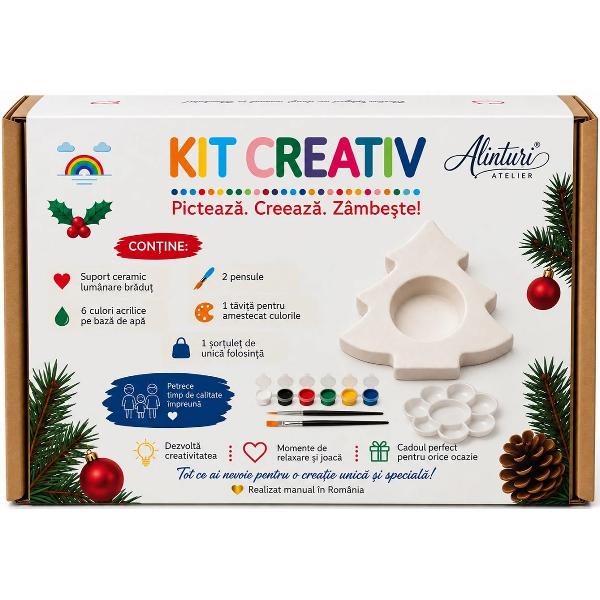  Kit creativ: Lumanare brad. Ceramica pentru pictat