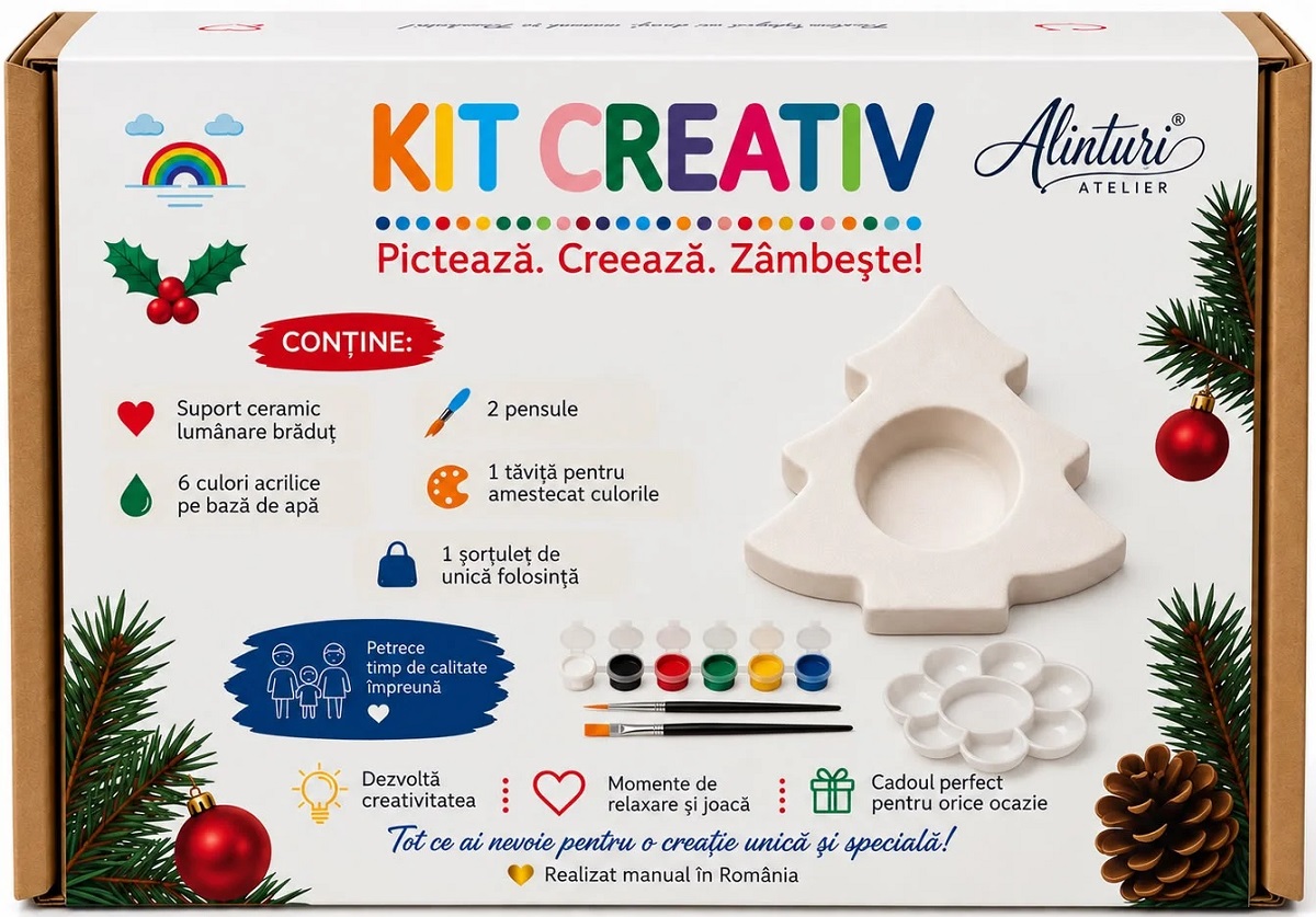 Imaginea produsului 'Kit creativ: Lumânare brad. Ceramică pentru pictat'