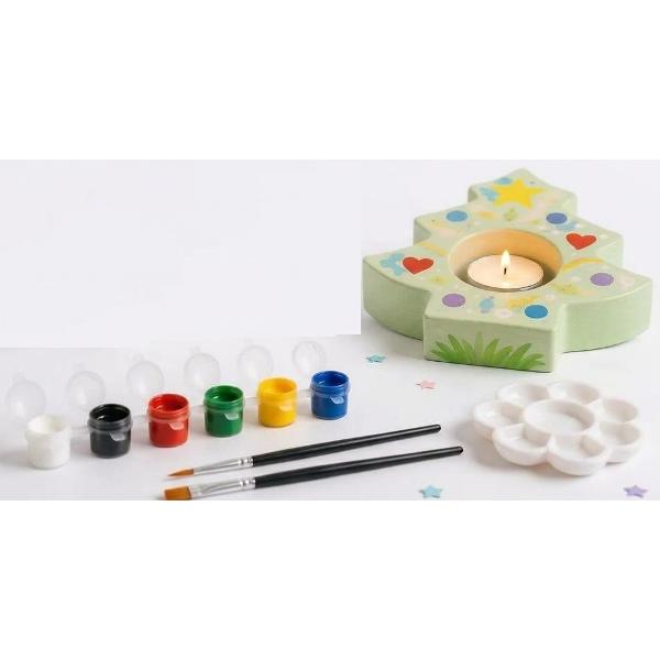  Kit creativ: Lumanare brad. Ceramica pentru pictat