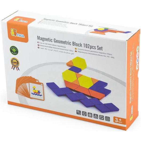 Set blocuri geometrice magnetice 102 piese
