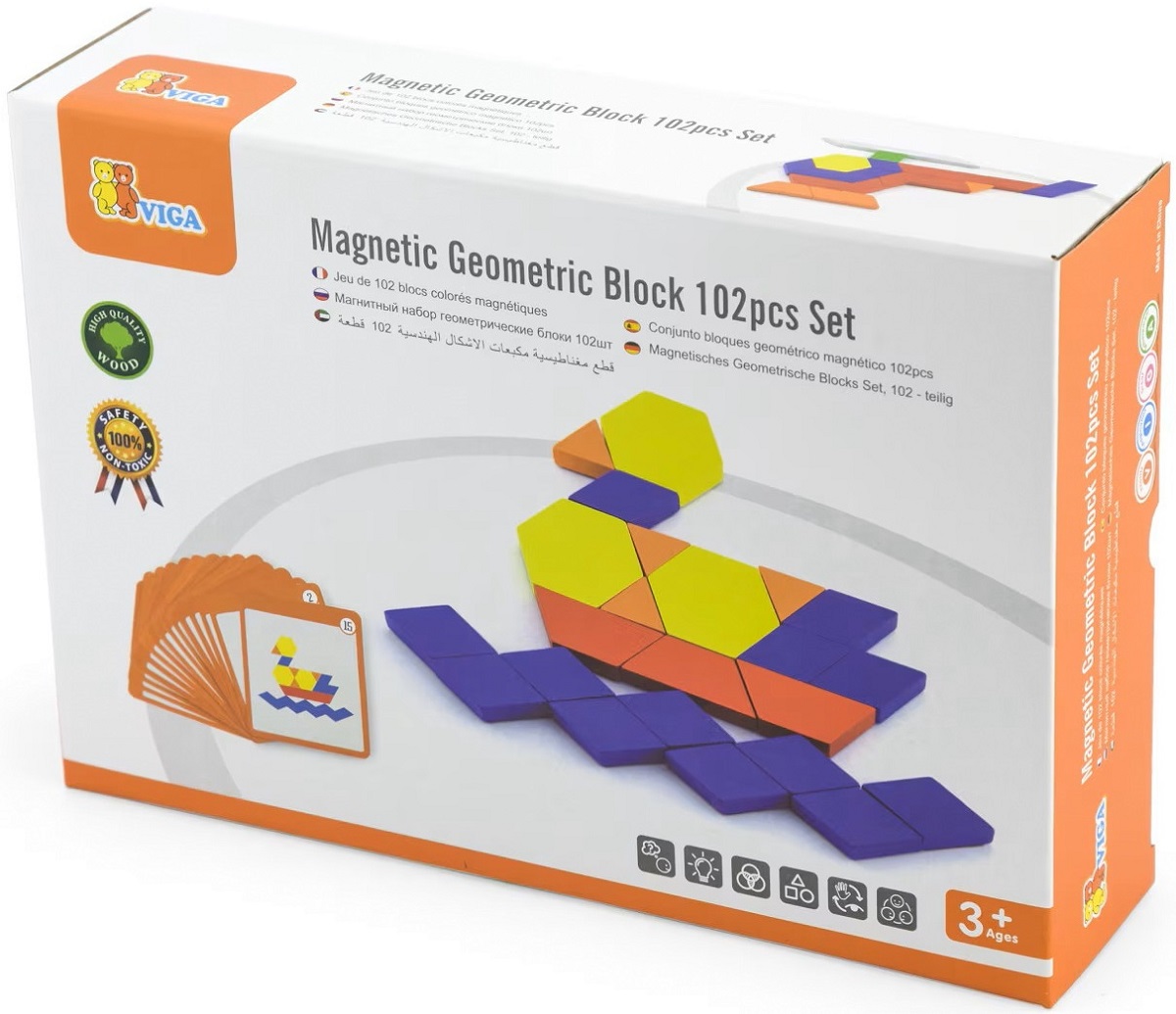Imaginea produsului 'Set blocuri geometrice magnetice 102 piese'