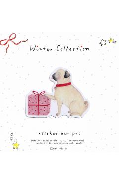 Imaginea produsului 'Sticker: Mops cu cadou. Mai Colorat'