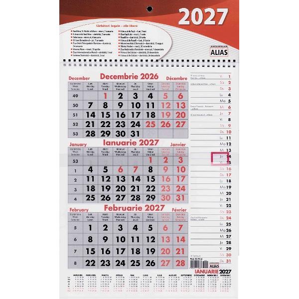 Calendar 2027 triptic cu planner