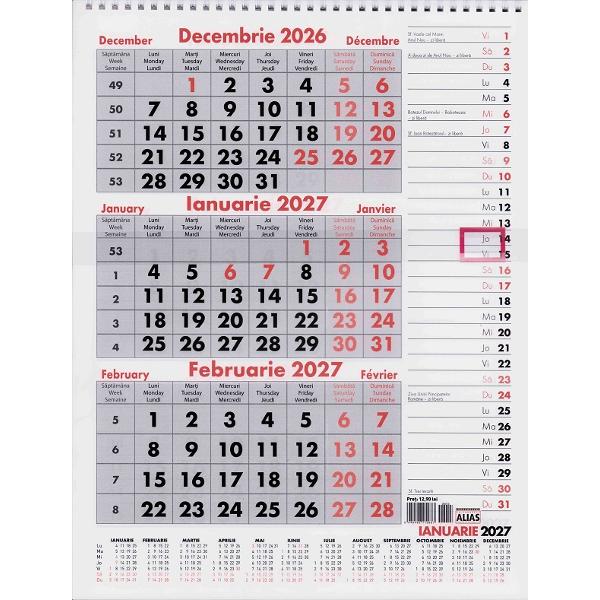 Calendar 2027 triptic cu planner