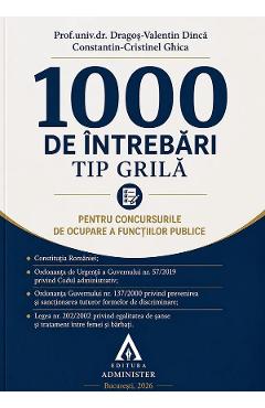 Coperta cărții '1000 de întrebări tip grilă - Dragoș-Valentin Dincă, Constantin-Cristinel Ghica'